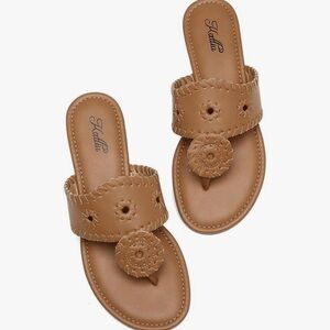Tan Women's Sandals with Floral Accent